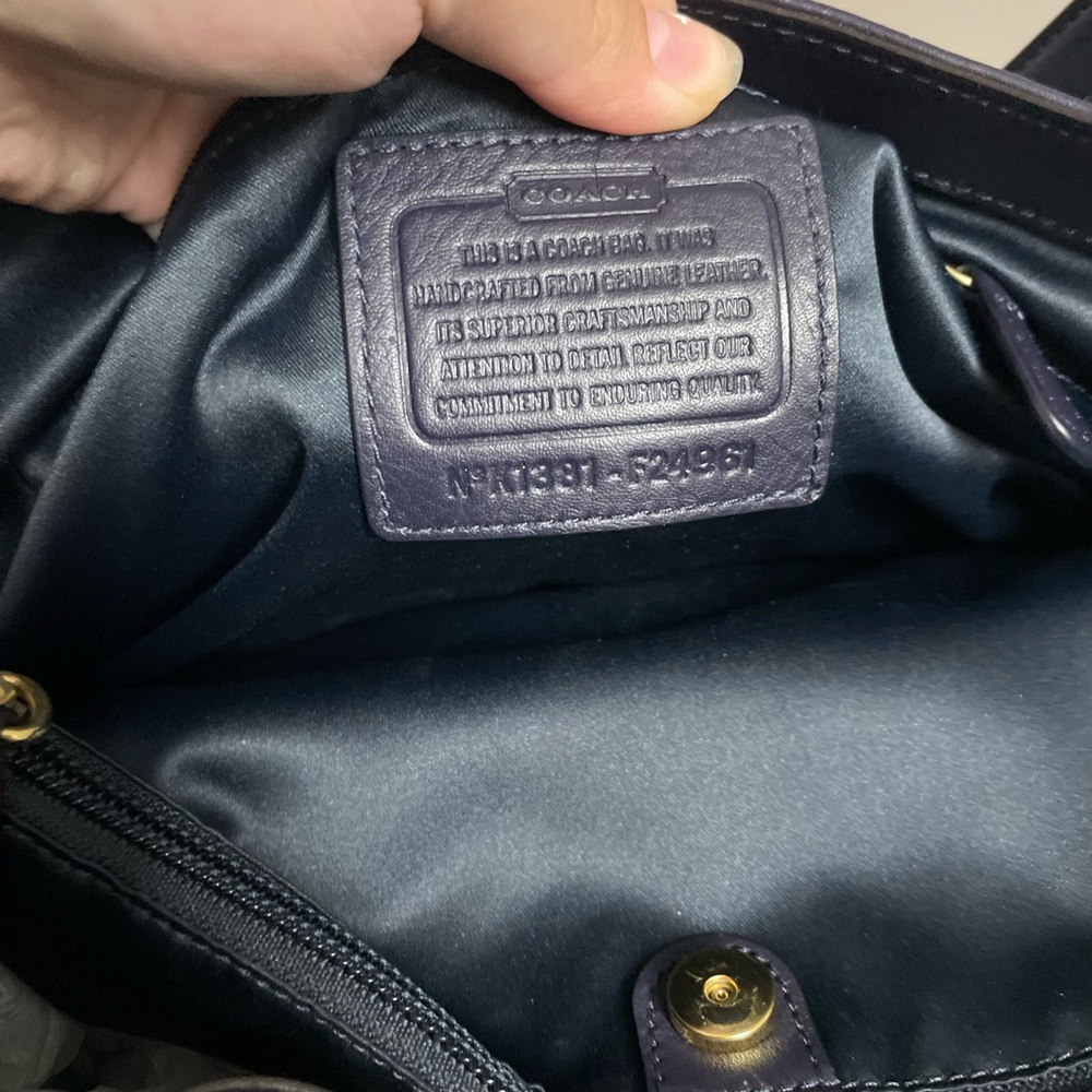 Coach Navy Leather Tote Bag - Picture 5 of 6